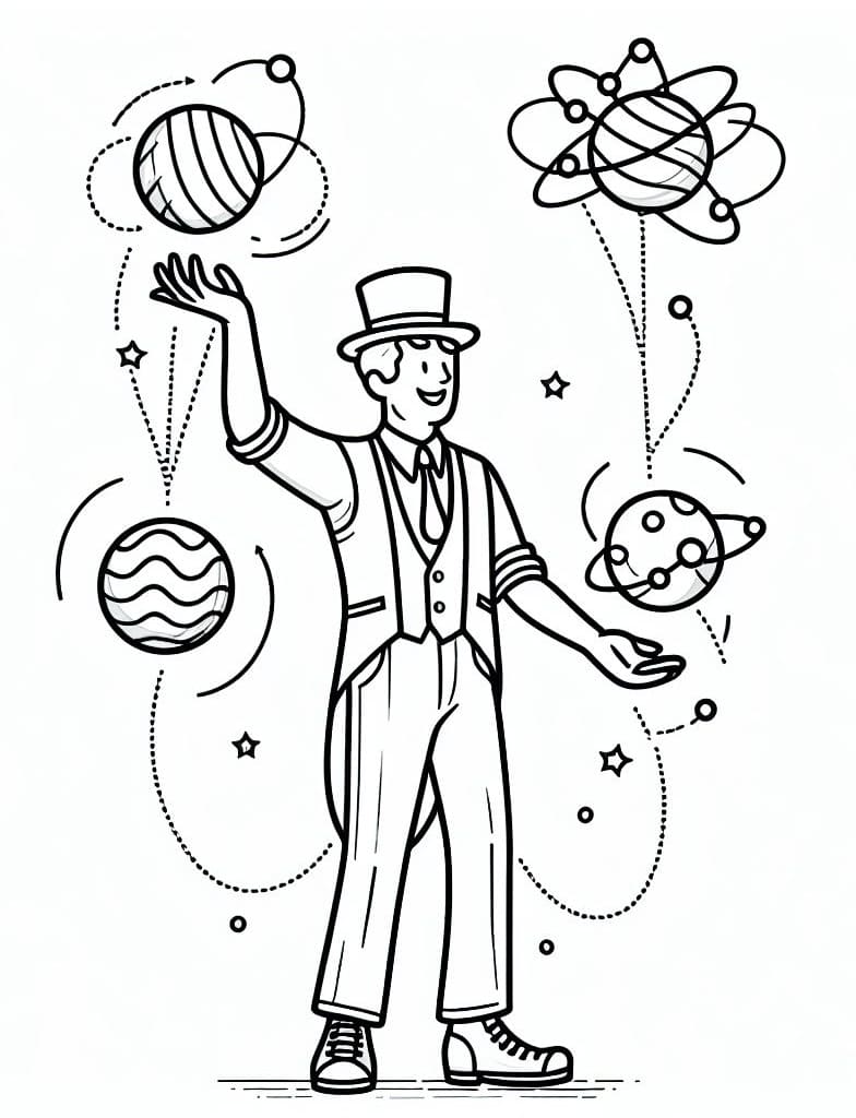 Desenho de o Malabarista para Colorir e Pintar