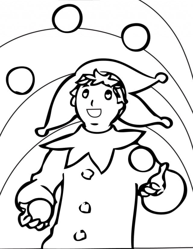 Desenho de Pequeno Malabarista para Colorir e Pintar