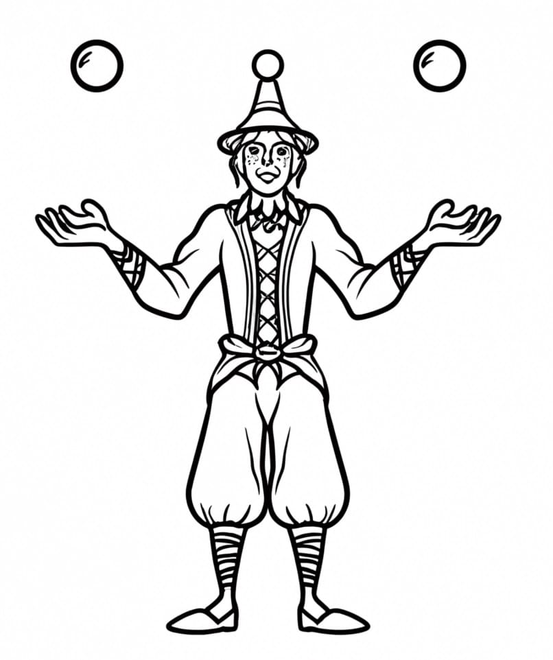 Desenho de um Malabarista para Colorir e Pintar