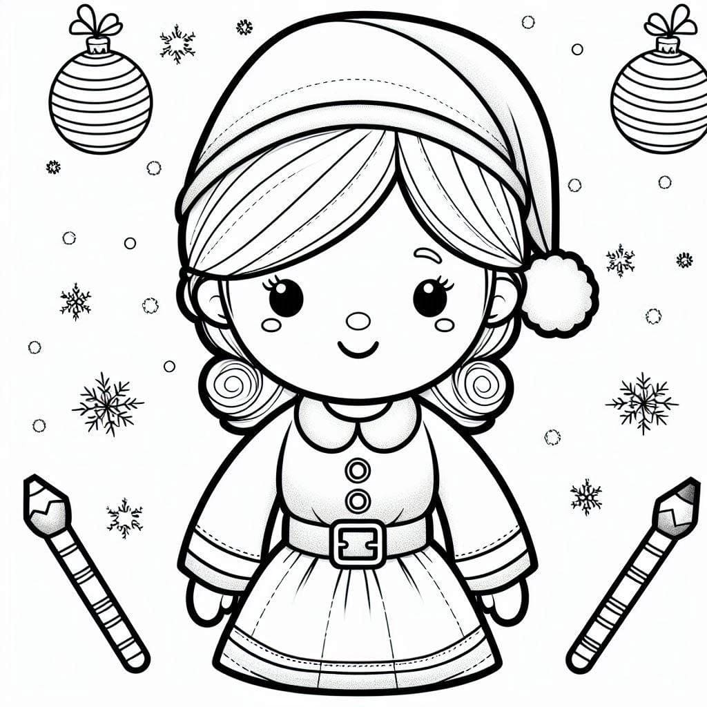 Desenho de Mamãe Noel Imprimivel para Colorir e Pintar