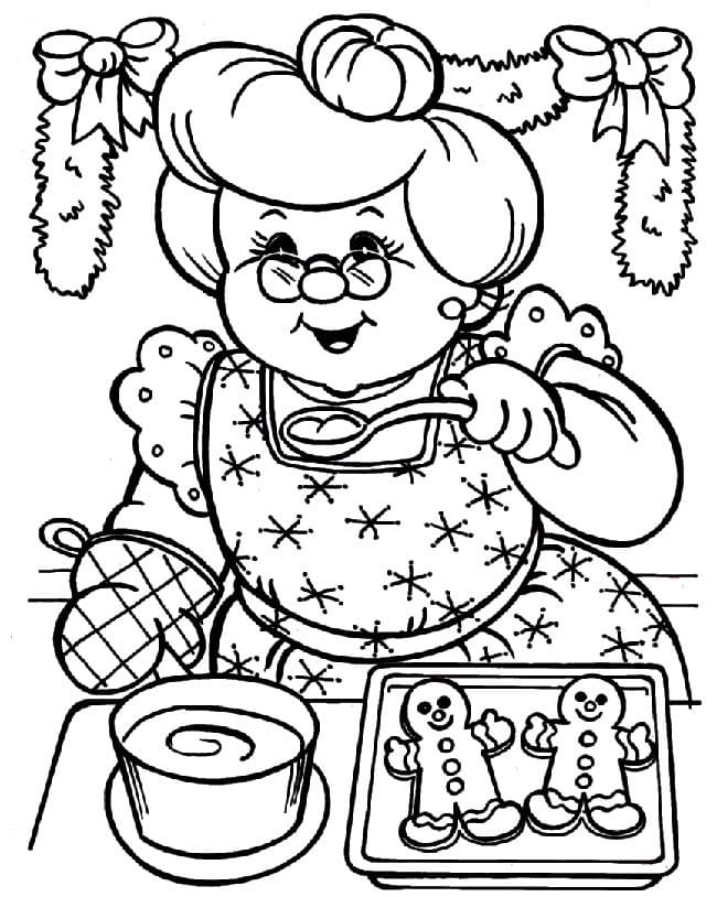 Desenho de Mamãe Noel para Crianças de 2 Ano para Colorir e Pintar