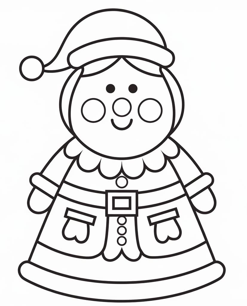 Desenho de Mamãe Noel para Crianças para Colorir e Pintar