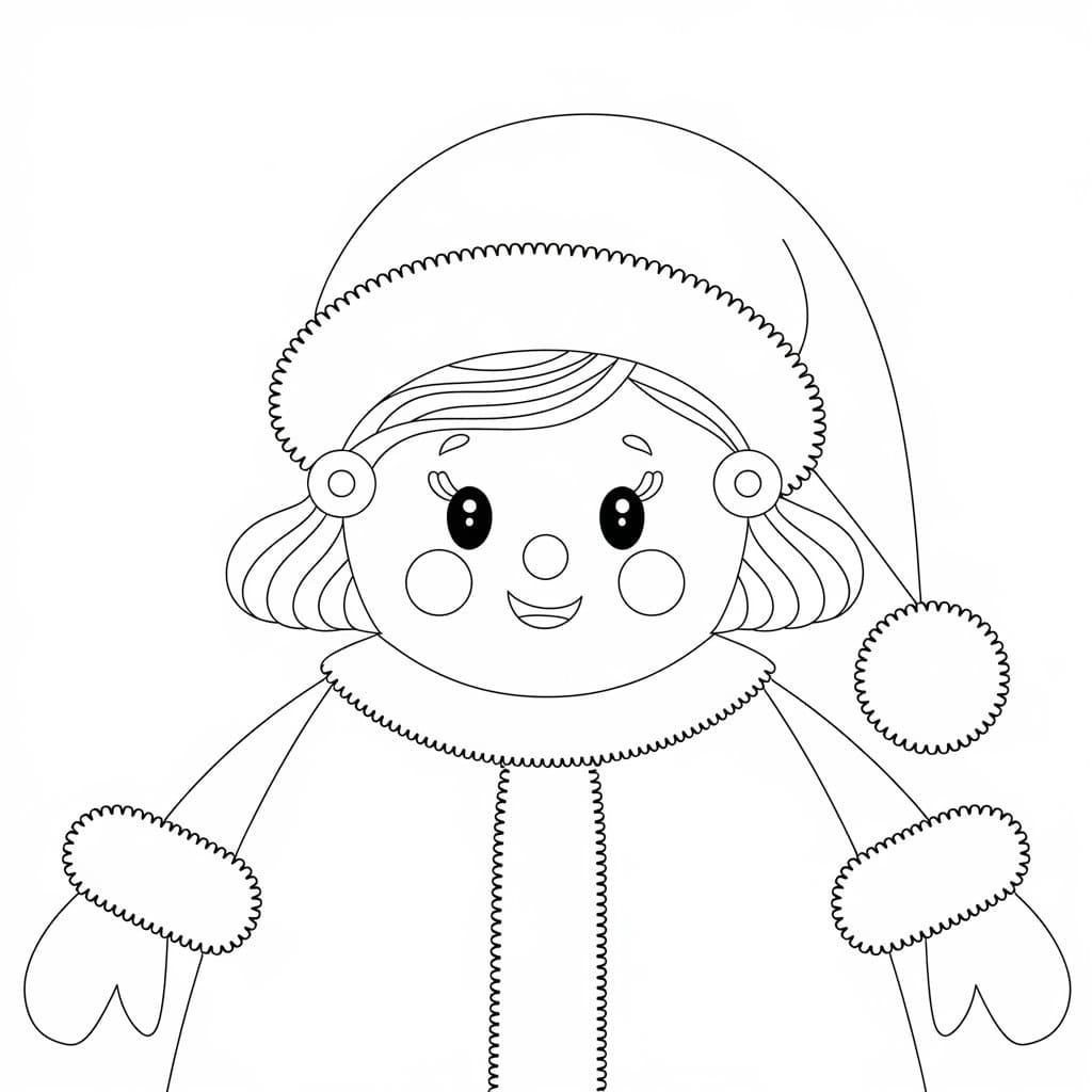 Desenho de Mamãe Noel Sorridente para Colorir e Pintar