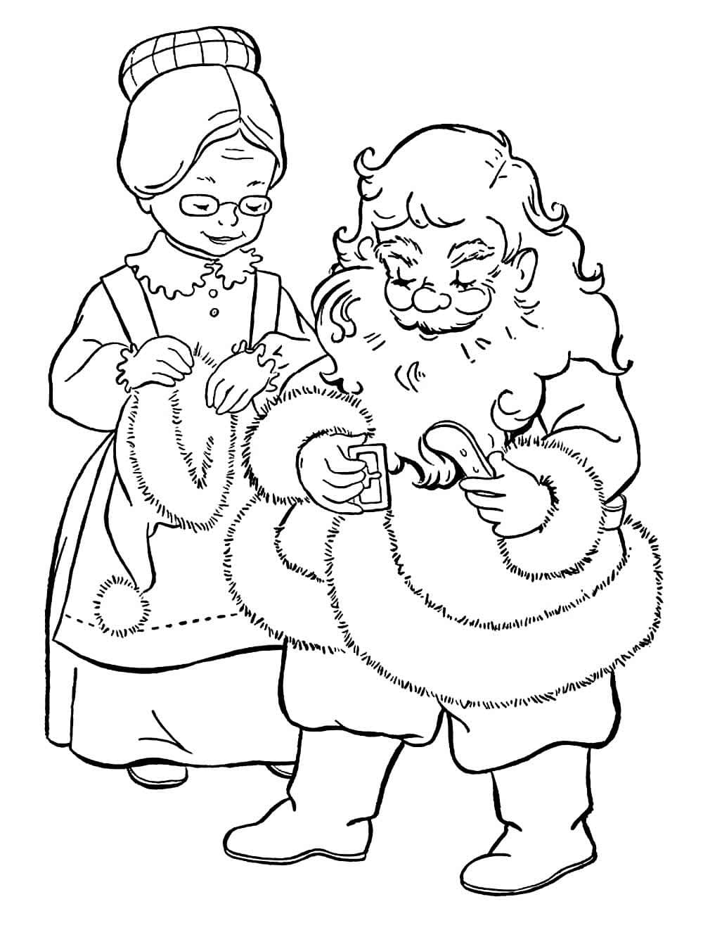 Desenho de Mamãe Noel e Papai Noel para Colorir e Pintar