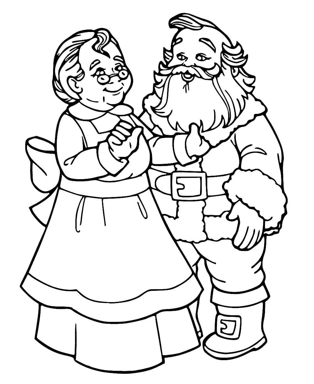 Desenho de Mamãe e Papai Noel para Colorir e Pintar