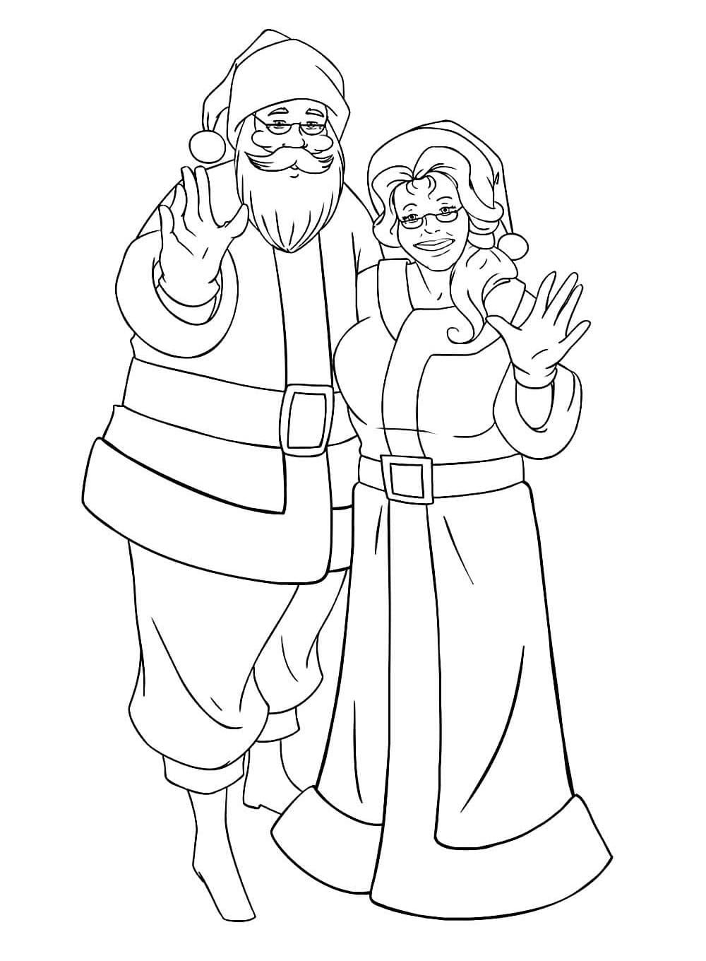 Desenho de Papai Noel e Mamãe Noel para Colorir e Pintar