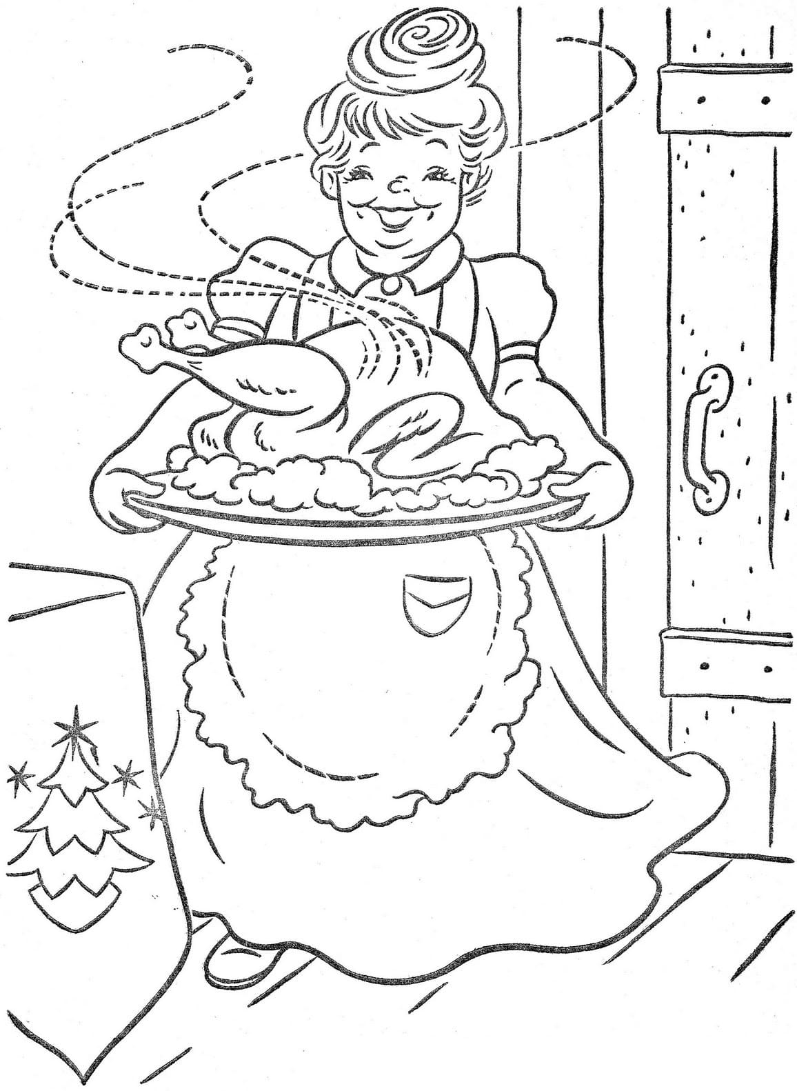 Desenho de Pintura de Mamãe Noel para Colorir e Pintar