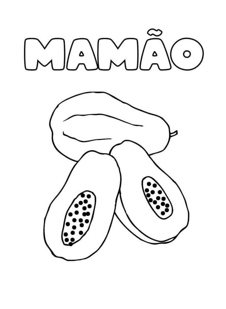 Desenho de Fruta Mamão para Colorir Download e Pintar