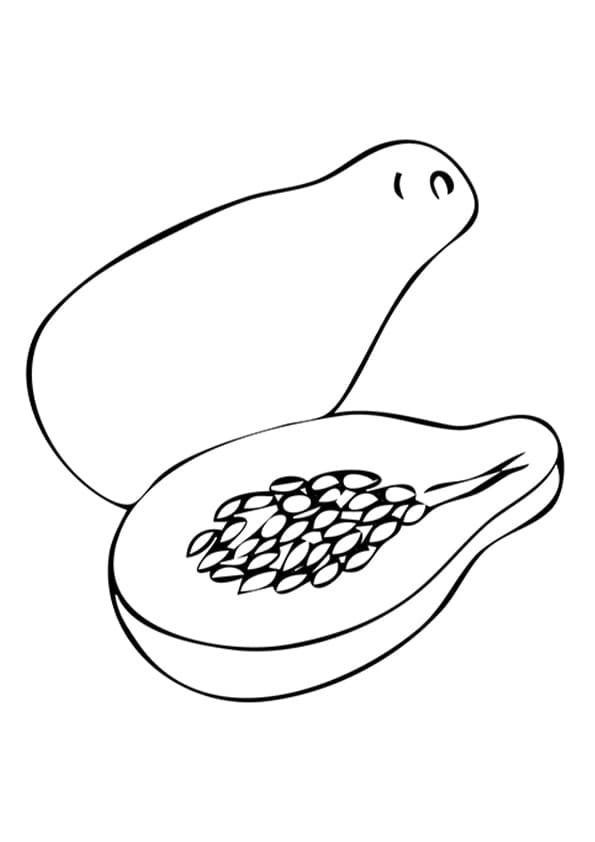 Desenho de Mamão para Colorir e Pintar
