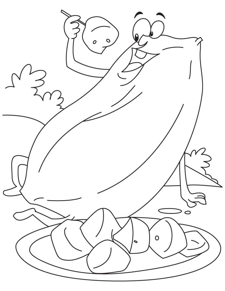 Desenho Imprimivel de Fruta Mamão para Pintar