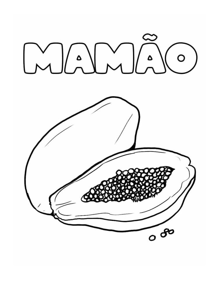Desenho Imprimivel de Mamão para Colorir Pdf e Pintar