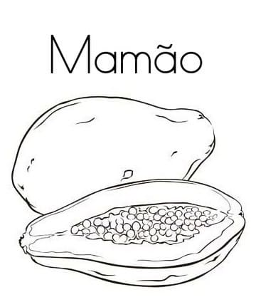 Desenho Imprimivel de Mamão para Pintar