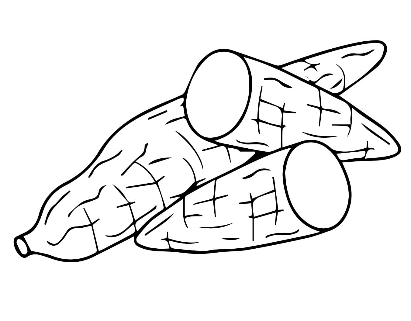 Desenho de Imagem de Mandioca para Colorir e Pintar