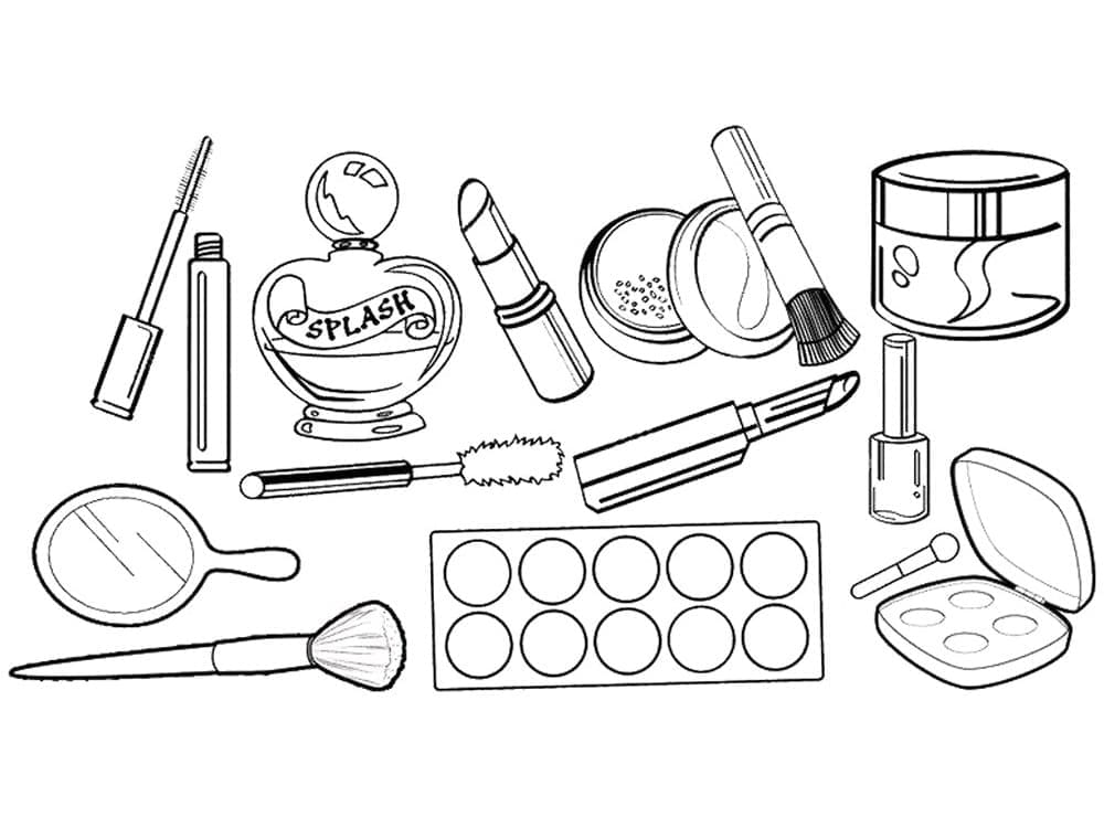 Desenho de Coisas de Maquiagem para Colorir e Pintar