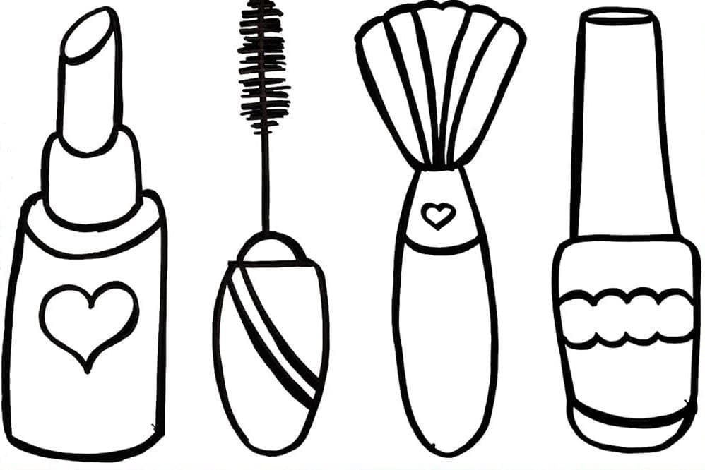 Desenho de Ferramentas de Maquiagem para Colorir e Pintar