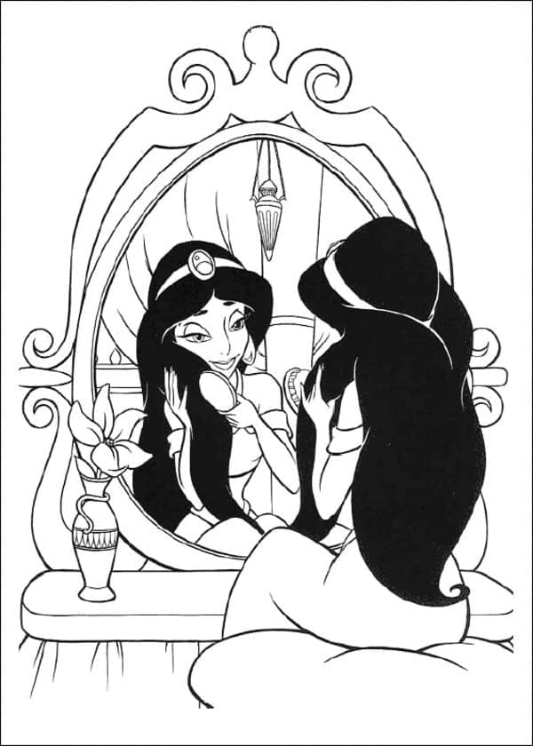 Desenho de Jasmine e Maquiagem para Colorir e Pintar