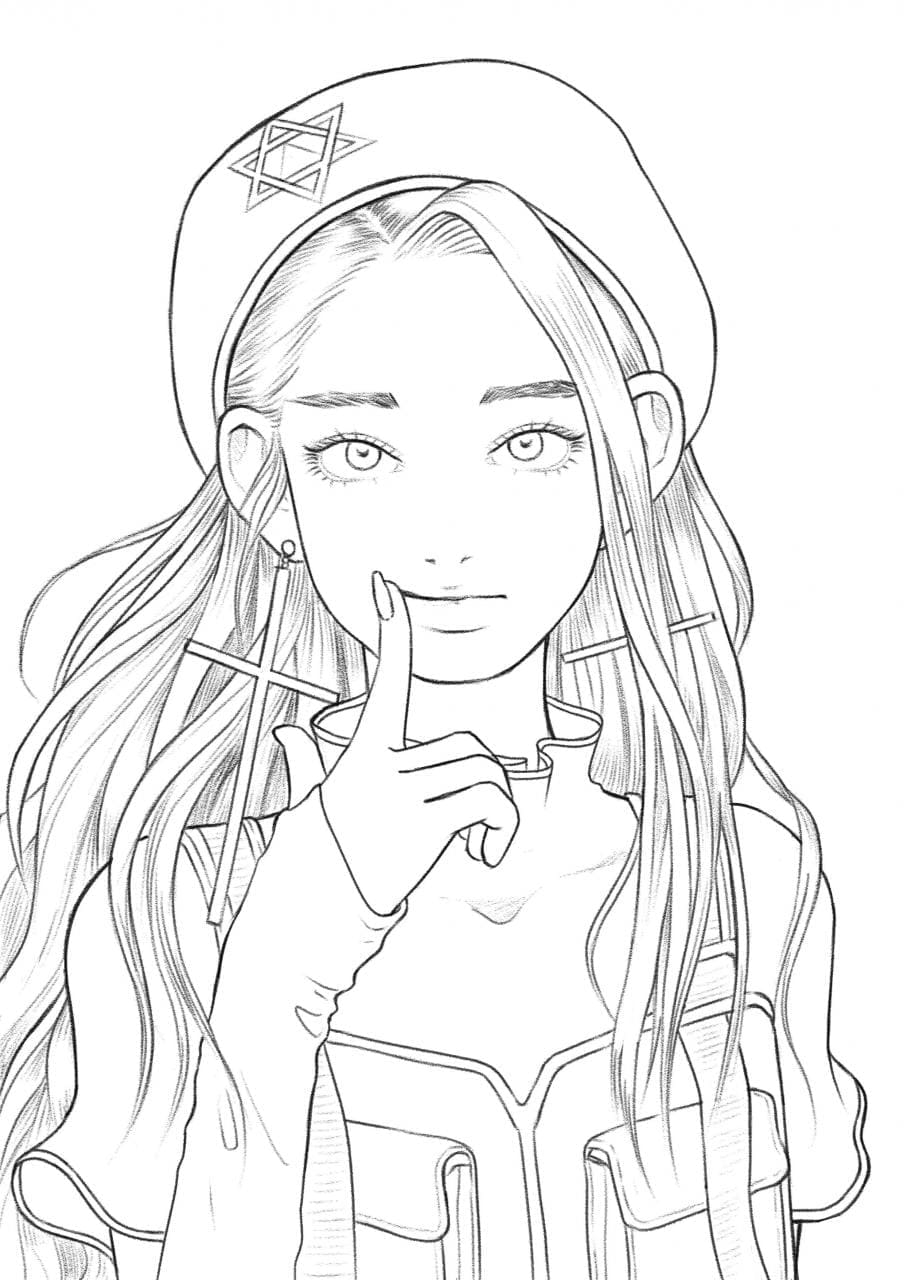 Desenho de Maquiagem Adolescente para Colorir e Pintar