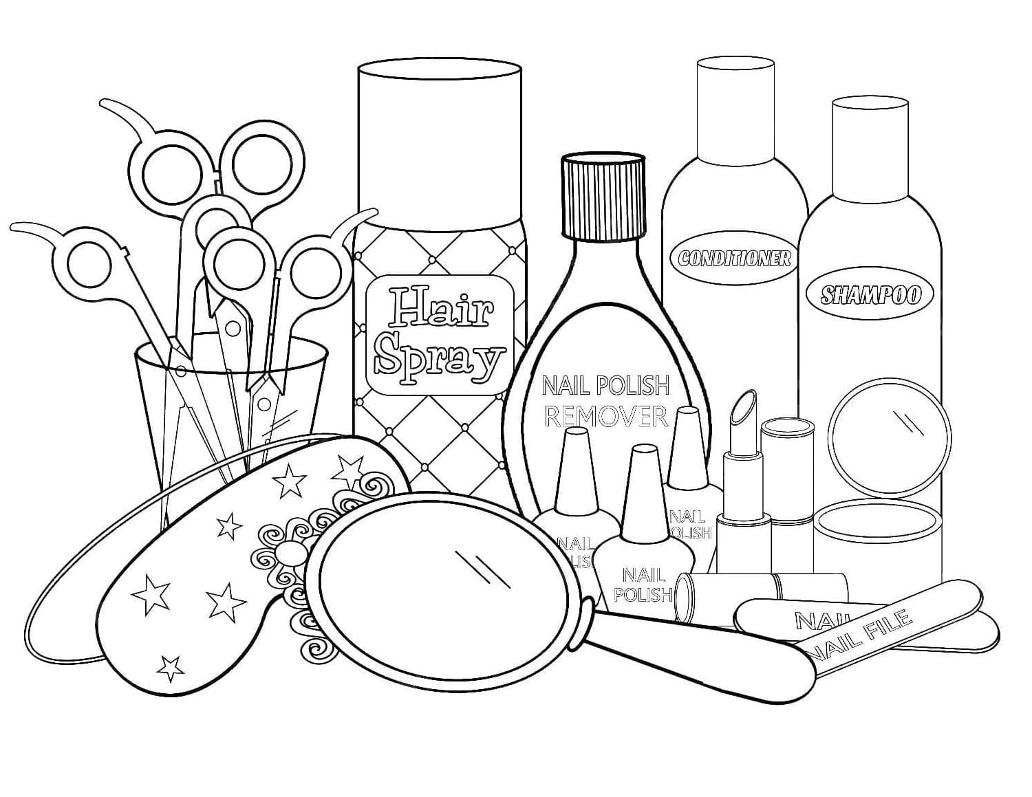 Desenho de Maquiagem Cosméticos para Colorir e Pintar