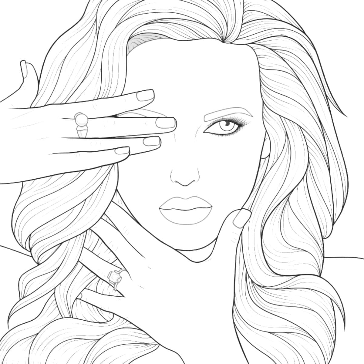Desenho de Maquiagem e Manicure para Colorir e Pintar