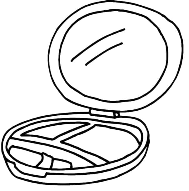 Desenho de Maquiagem Pequena com Espelho para Colorir e Pintar