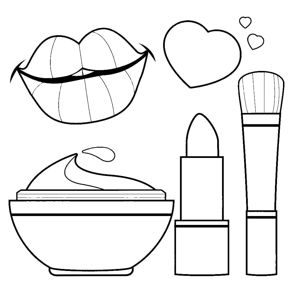 Desenho de Maquiagem Simples para Colorir e Pintar