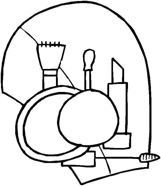 Desenho de Materiais de Maquiagem para Colorir e Pintar