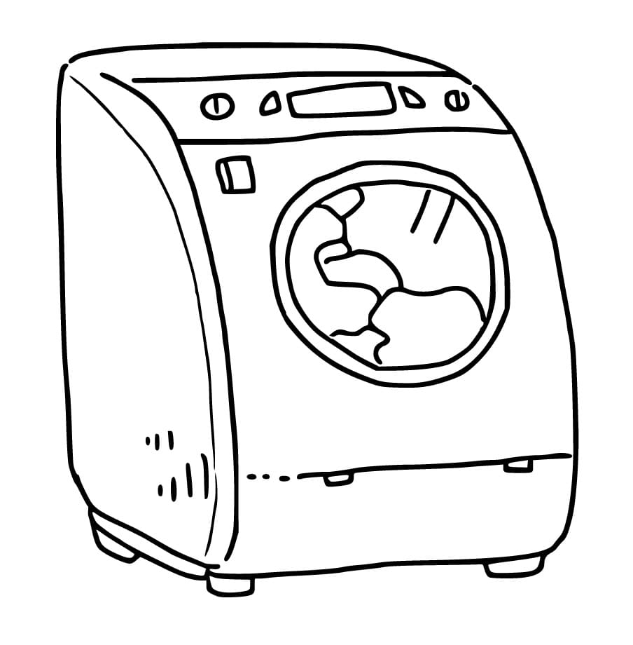 Desenho de Máquina de Lavar para Crianças para Colorir e Pintar