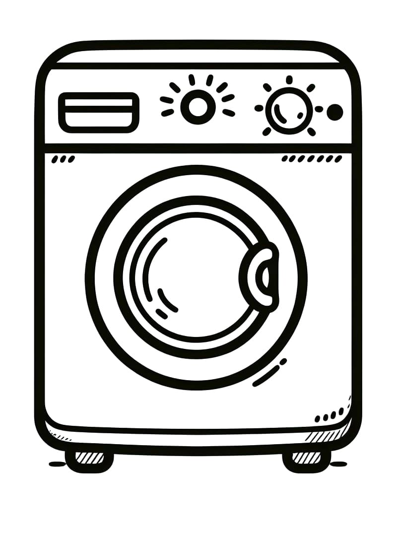 Desenho de Pequena Máquina de Lavar para Colorir e Pintar