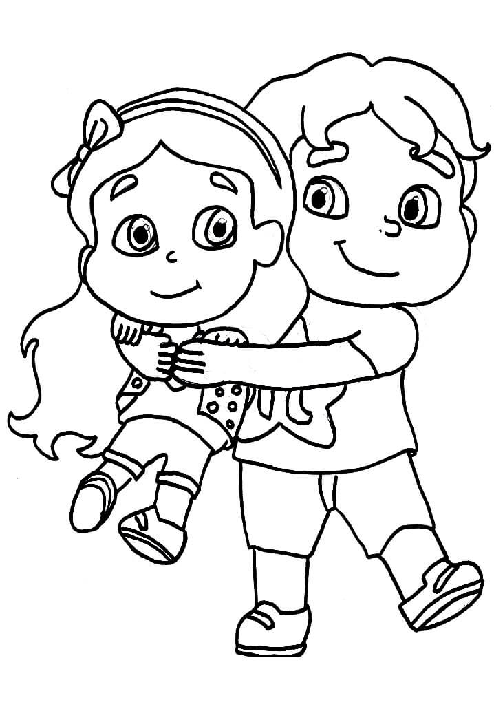 Desenho de Maria Clara e Jp para Pintar