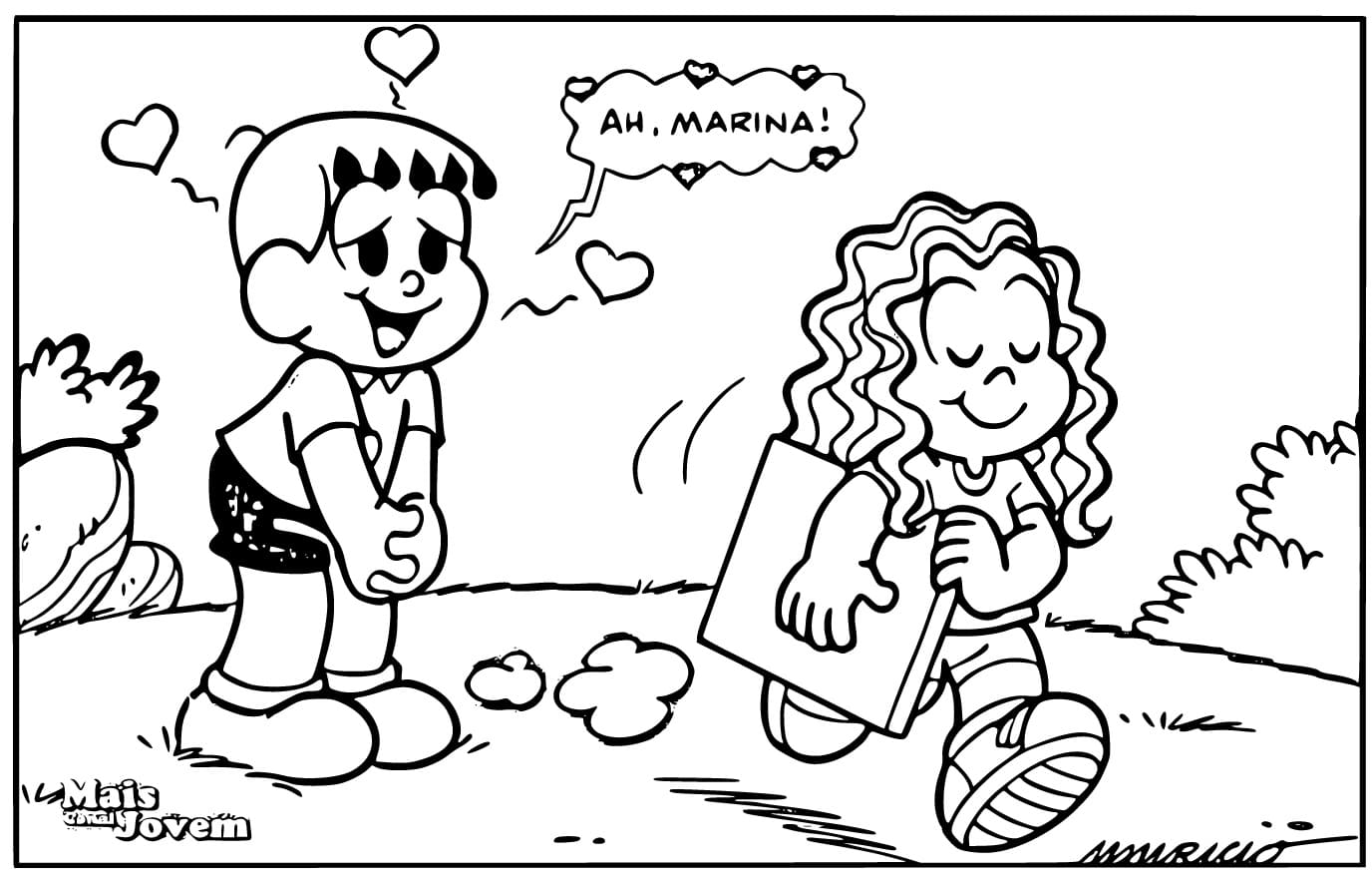 Desenho de Franjinha e Marina para Colorir e Pintar