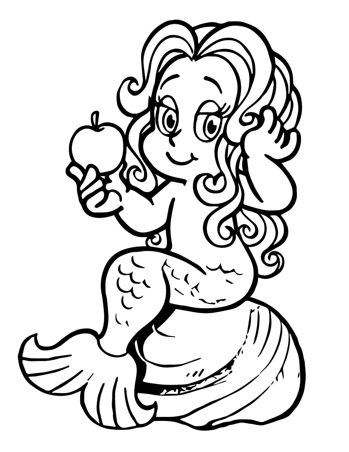 Desenho de Marina a Sereia para Colorir e Pintar