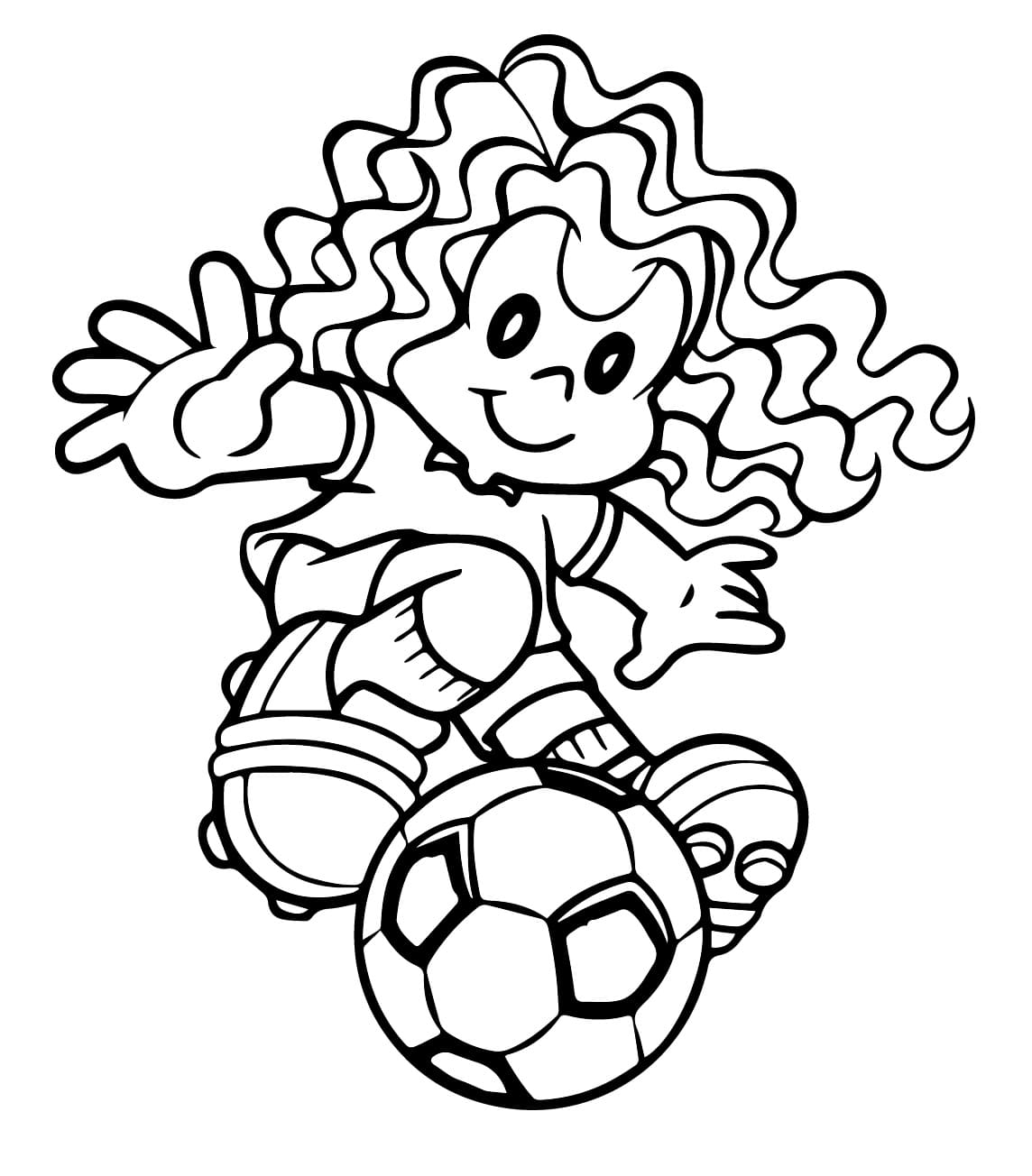 Desenho de Marina Jogando Futebol para Colorir e Pintar