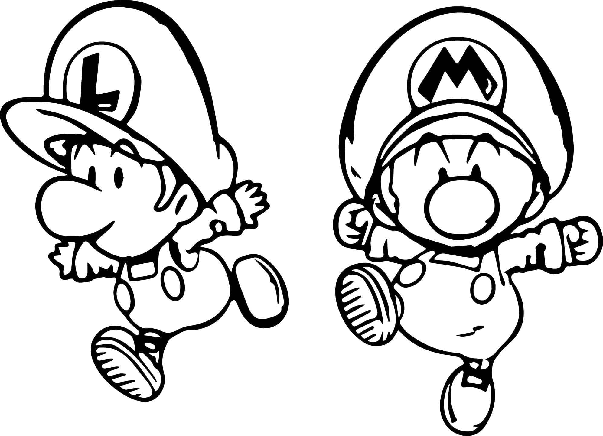 Desenho de Bebê Mário e Luigi para Colorir e Pintar