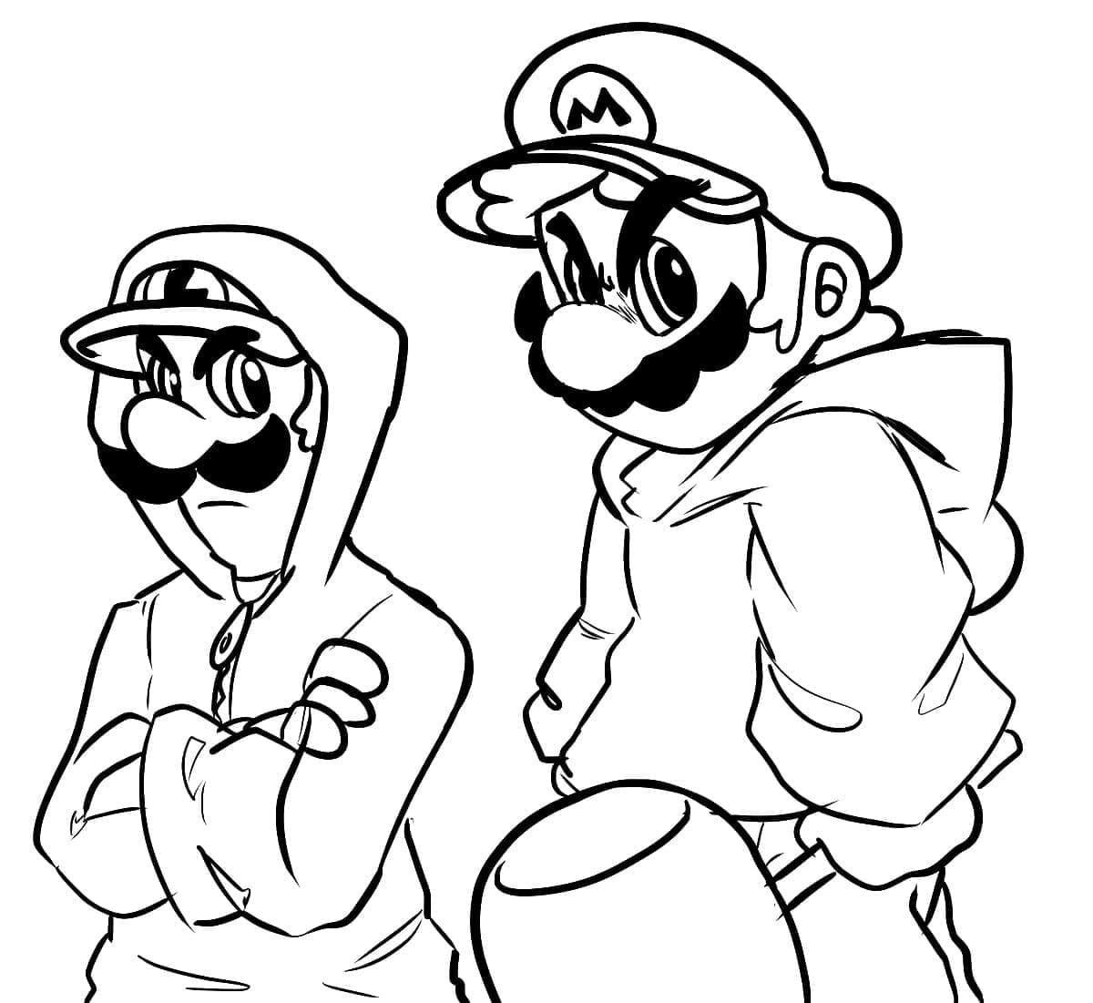 Desenho de Mário e Luigi Bravos para Colorir e Pintar