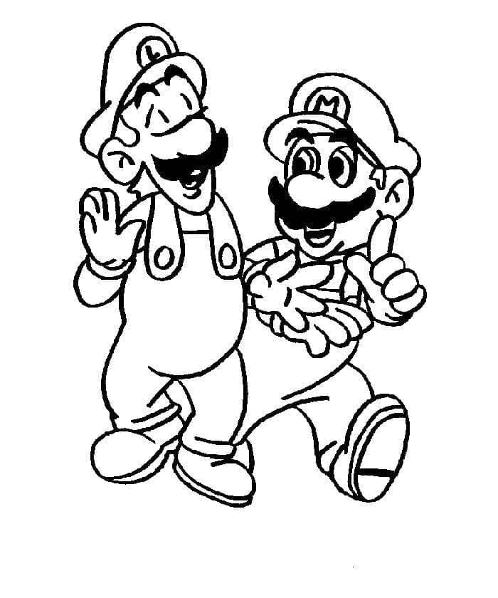 Desenho de Mário e Luigi Engracados para Colorir e Pintar