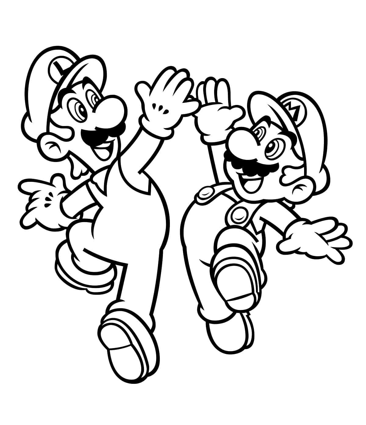 Desenho de Mário e Luigi Felizes para Colorir e Pintar