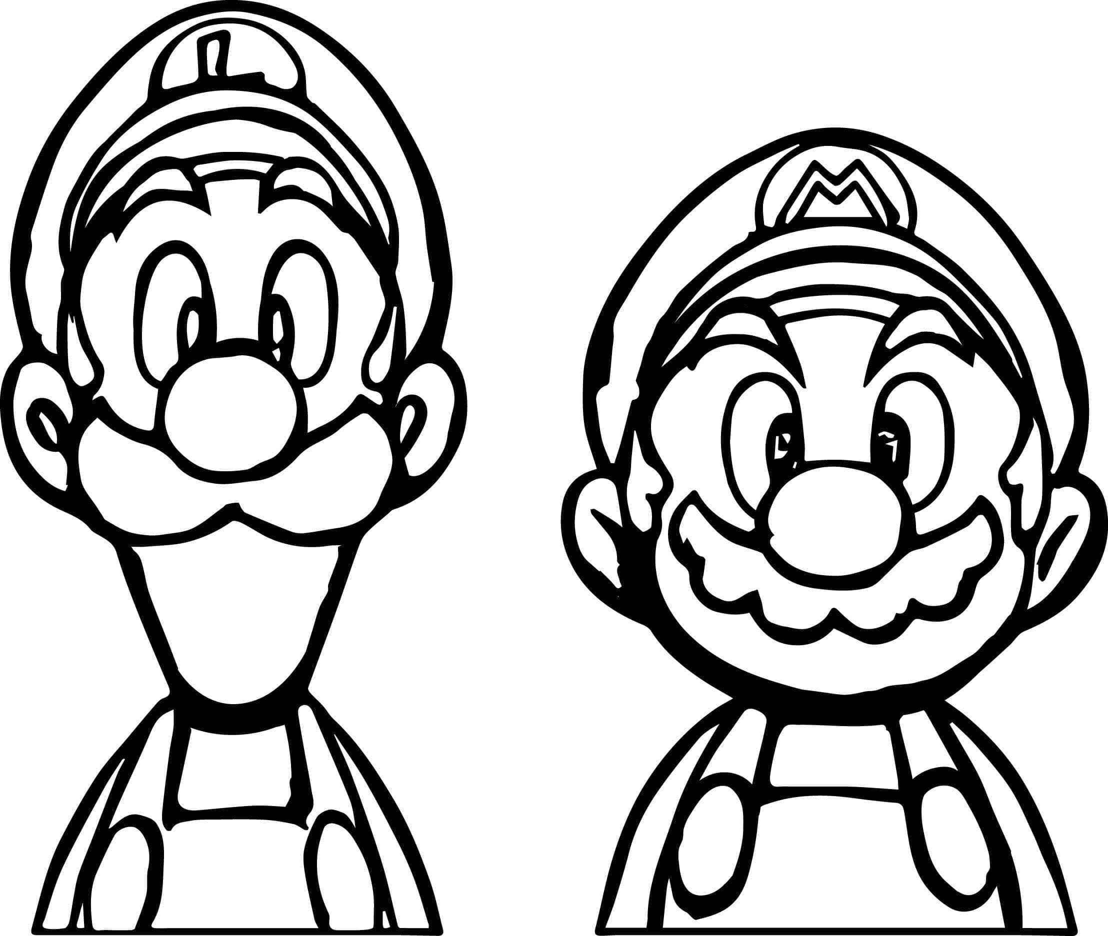 Desenho de Mário e Luigi Fofos para Colorir e Pintar