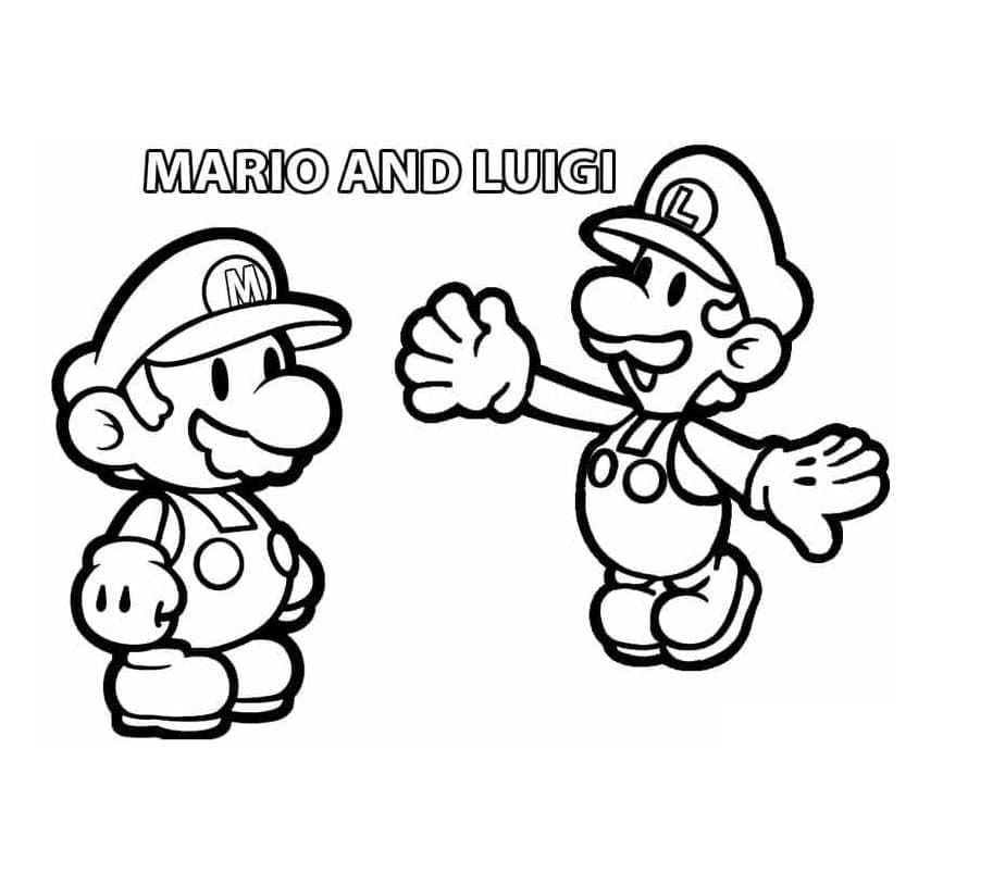 Desenho de Mário e Luigi Imprimivel Grátis para Crianças para Colorir e Pintar