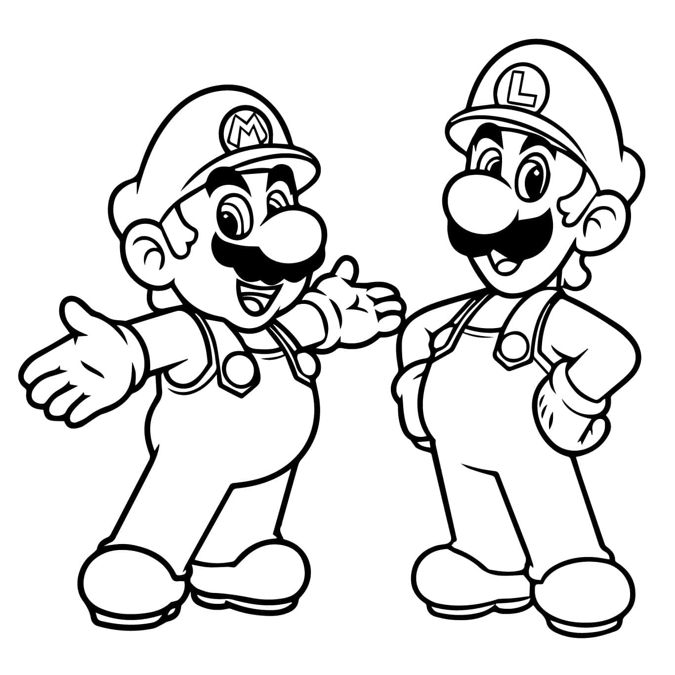 Desenho de Mário e Luigi Imprimivel para Colorir e Pintar
