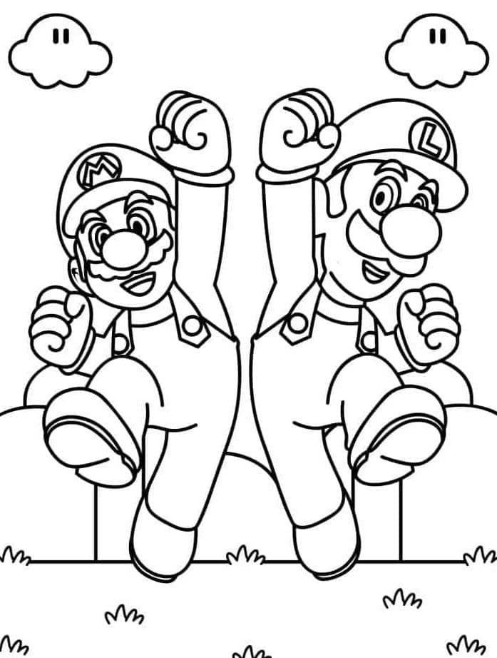Desenho de Mário e Luigi Incríveis para Colorir e Pintar