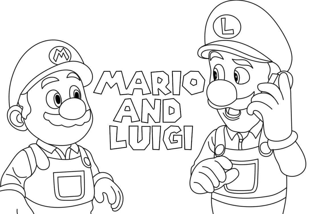 Desenho de Mário e Luigi para Crianças de 3 Ano para Colorir e Pintar