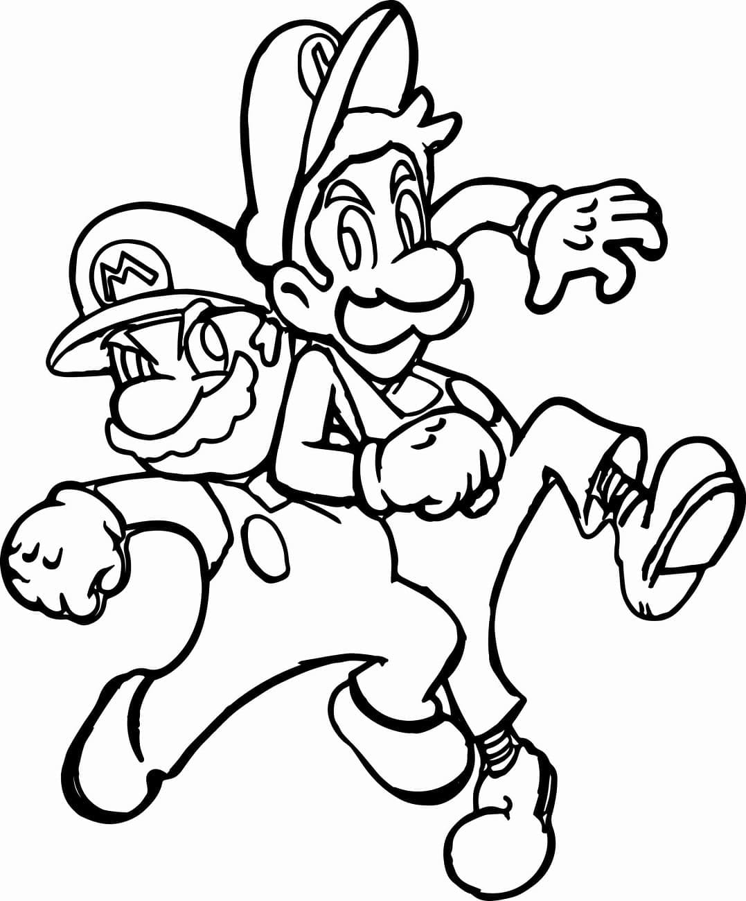 Desenho de Mário e Luigi para Crianças de 4 Ano para Colorir e Pintar