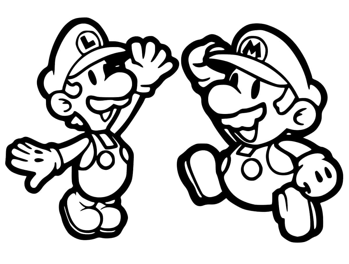 Desenho de Mário e Luigi para Crianças de 5 Ano para Colorir e Pintar