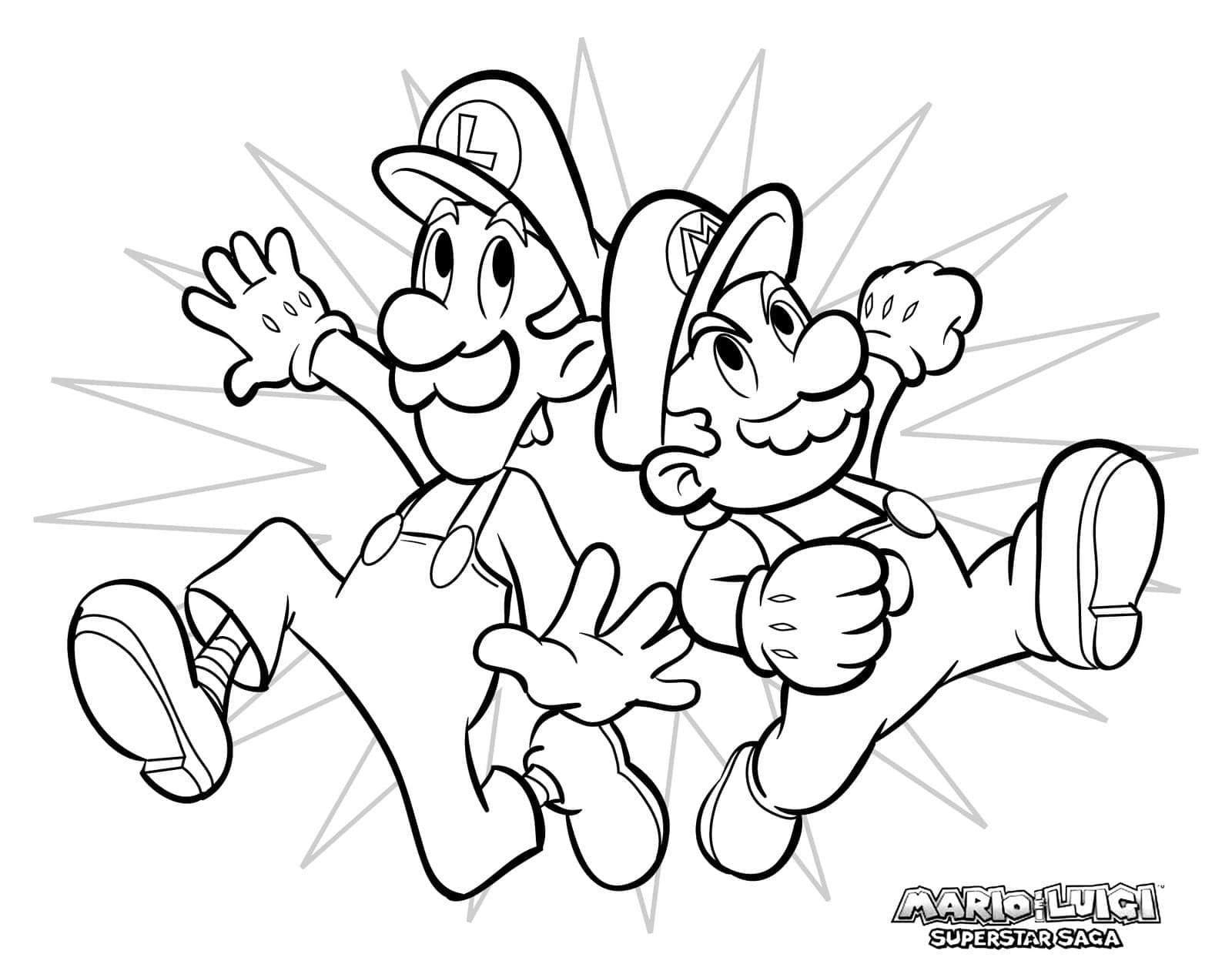 Desenho de Pintura de Mário e Luigi para Colorir e Pintar