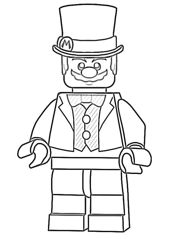 Desenho de Lego Mário com Chapéu para Colorir e Pintar