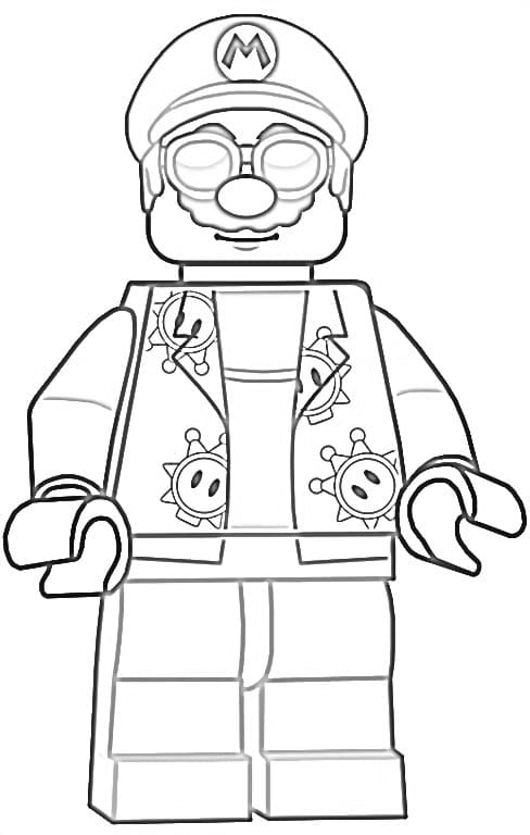 Desenho do Mário Lego com Roupa Estilosa para Colorir Grátis e Pintar