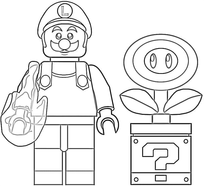 Desenho Imprimivel de Lego Luigi para Colorir e Pintar