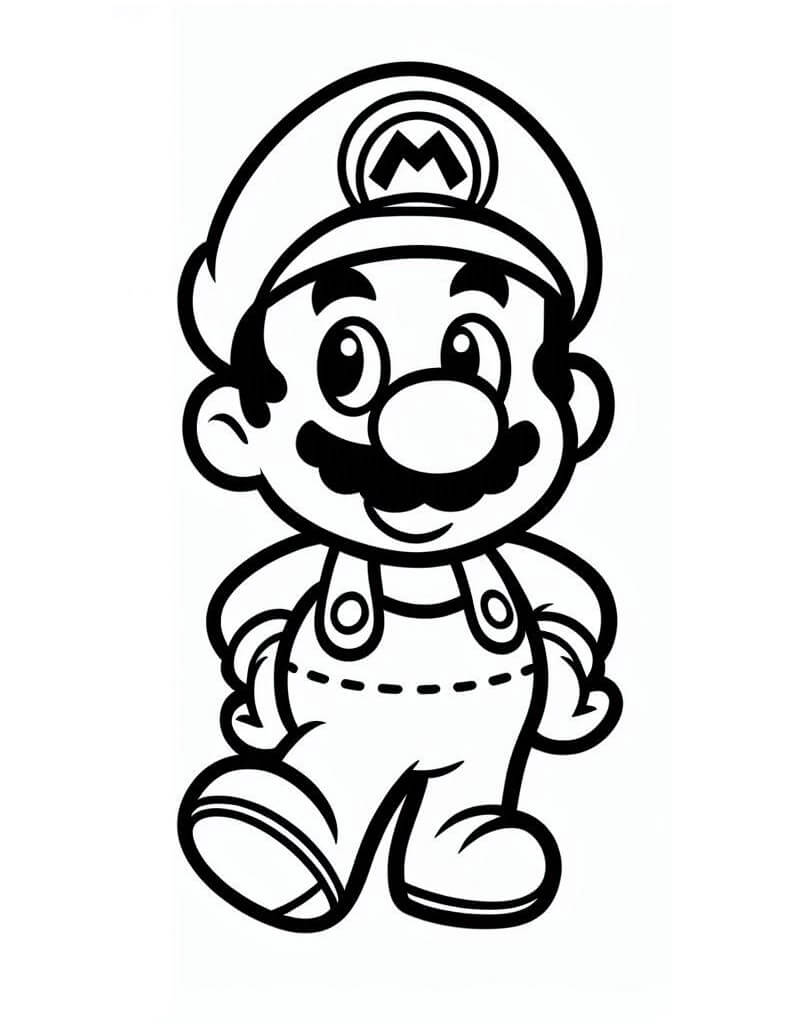 Desenho de Mário Muito Fofo para Colorir e Pintar