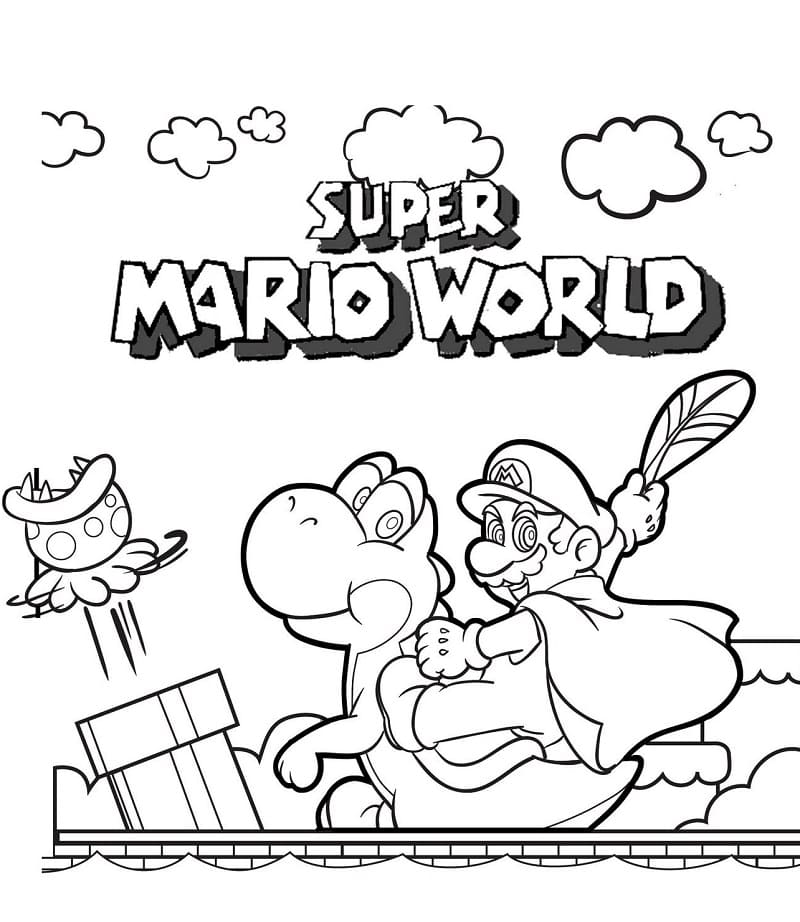 Desenho de Super Mário World para Colorir e Pintar