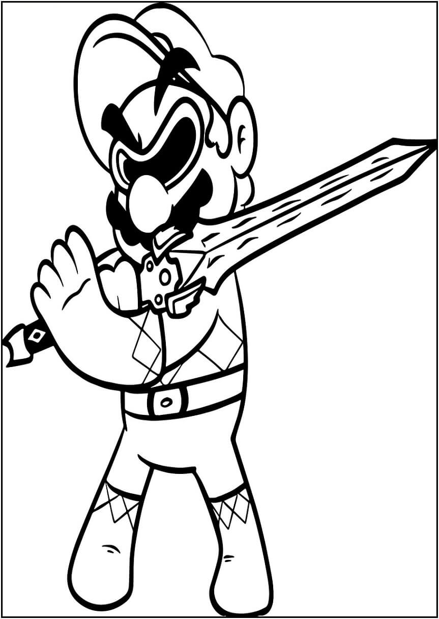 Desenho do Mário com Espada Gigante para Pintar